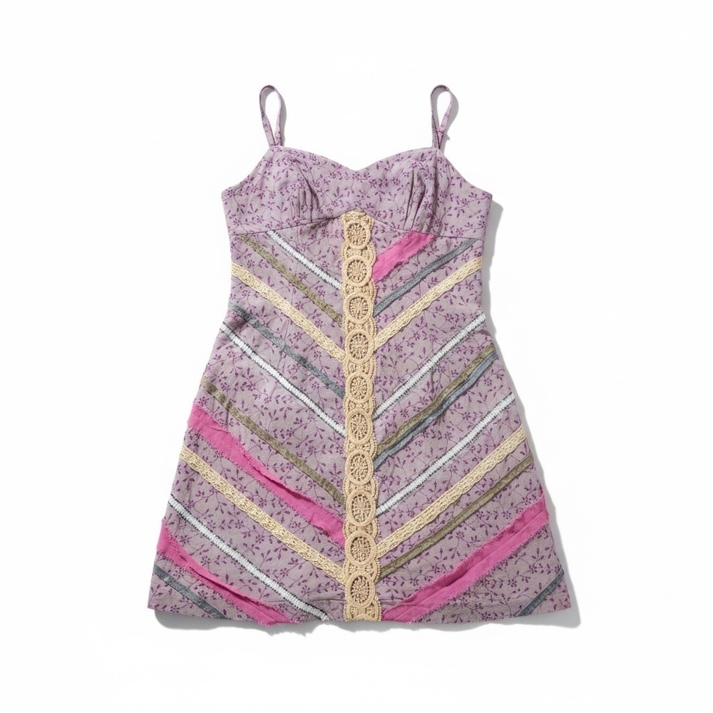 Plenty by Tracy Reese vintage fairy core Purple and Pink lace Mini Dress size 8